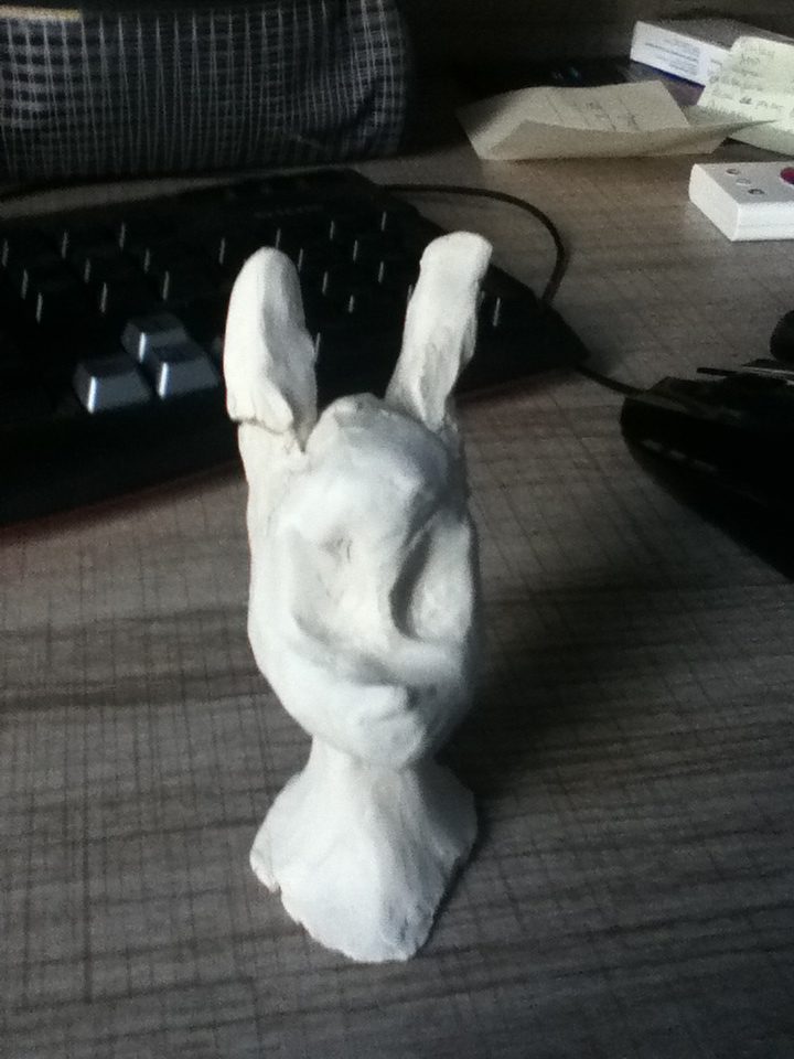 Sculpture du visage de Unai version plus cartoon de face